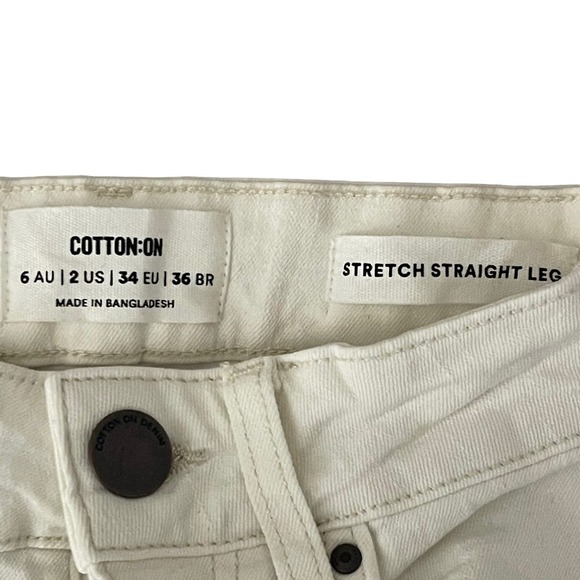 New Cotton On Stretch Straight Leg White Jeans Denim Size 2 - Picture 7 of 12